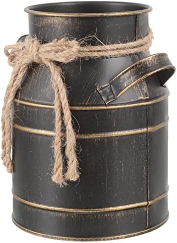 Retro Iron Bucket Vase - Black 629 X 59 X 433 Inch