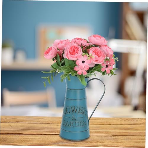 Hemoton Vintage Style Kettle Flower Vase Blue
