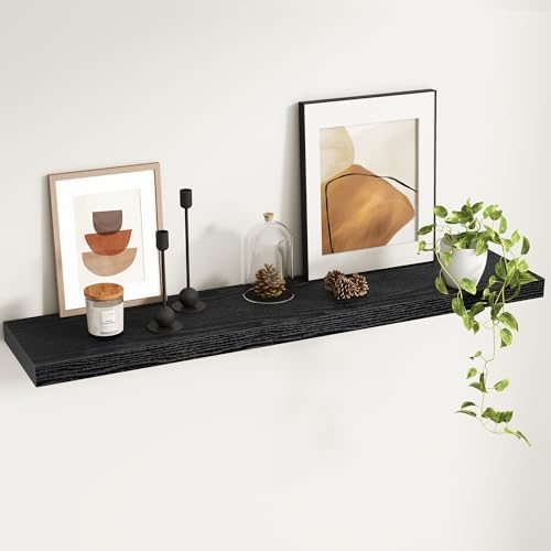 Fun Memories Floating Shelves - 48 W x 9 D x 16 H Rustic Black Wall Mounted Display Shelf