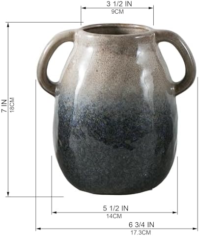 JOJUNO Brown to Blue Gradient Ceramic Vase with Handles