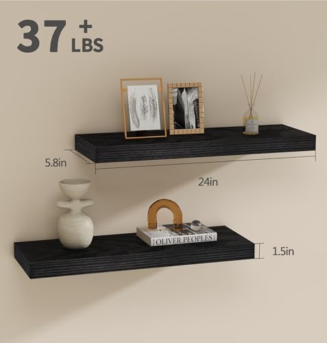 Vervida 24 Inch Floating Shelves Heavy-Duty Wall Storage for Bedroom Living Room
