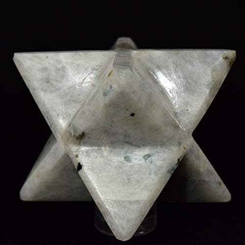 HC Set Rainbow Moonstone 8 Point Merkaba Star - Clear Quartz Cabochon