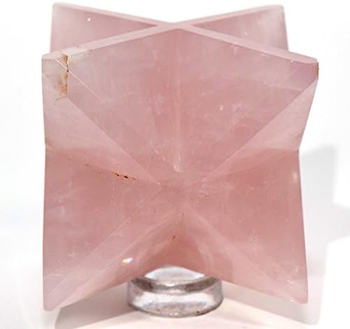 HQRP HC Set 68mm Rose Quartz 8 Point Merkaba Star Lavender Crystal Stone with Clear Quartz Cabochon