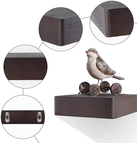 MITREL 5x5 Inch Floating Shelves Set of 2 Dark Walnut