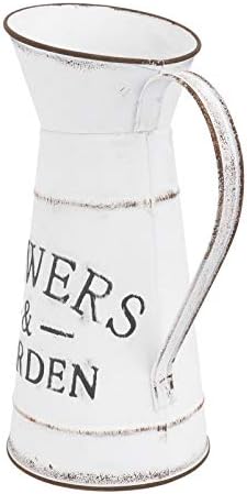 DOITOOL Rustic White Vase with Galvanized Look