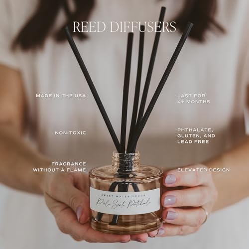 Sweet Water Decor Luxury Getaway Reed Diffuser - Hotel Scent with Leather Iris Sandalwood for 4 Months