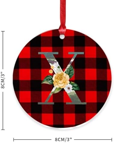 Acrylic Christmas Ornaments 2023 Blue Green Aqua Initial Letter X Monogram Decor