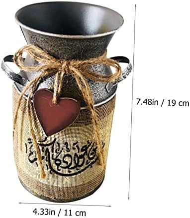 Retro Bucket Iron Flower Vase for Home Decor and Arrangement