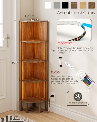 Apetaccat 5 Tier Corner Bookshelf in Walnut
