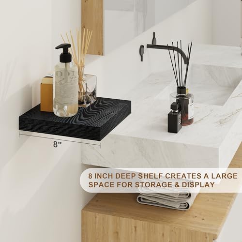 Fun Memories Black Floating Shelves 8 Inch Deep Set of 2