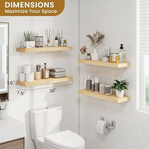 RICHFOCUS Rustic Wooden Floating Shelves Set of 2