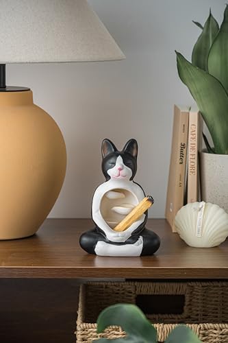 Hand-Painted Ceramic Incense Holder with Cat Design