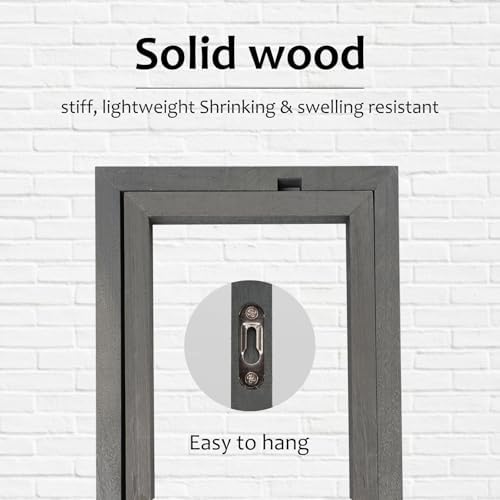 Qivine 2Pcs Black Wood Wall Shelves Square Floating Frame Design