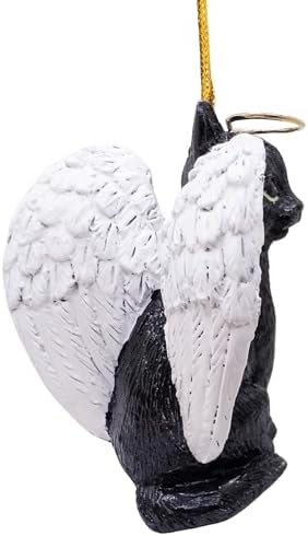 Black Cat Angel Tabby Christmas Tree Ornament