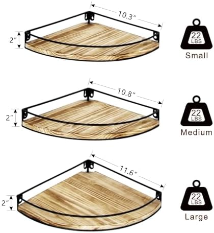Corner Floating Shelves Set of 3 Rustic Brown