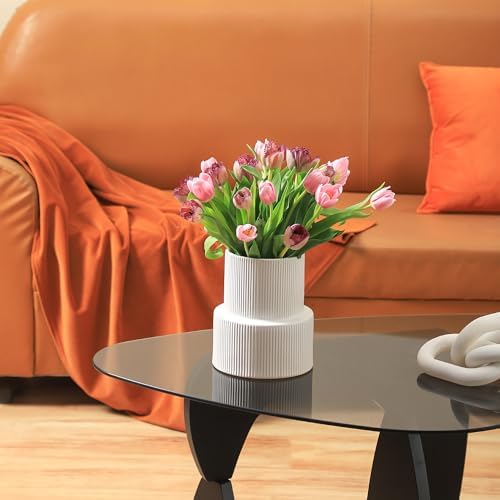 White Ceramic Flower Vase 75 Inches Tall for Home Decor