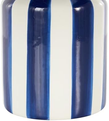 Deco 79 Modern Blue Striped Ceramic Vase