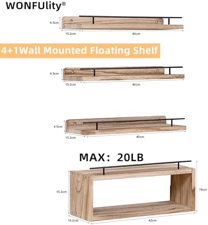 WONFUlity Floating Bathroom Shelves with Toilet Paper Holder