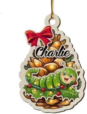 Personalized Fuzzy Caterpillar 2-Layer Wood Christmas Ornament