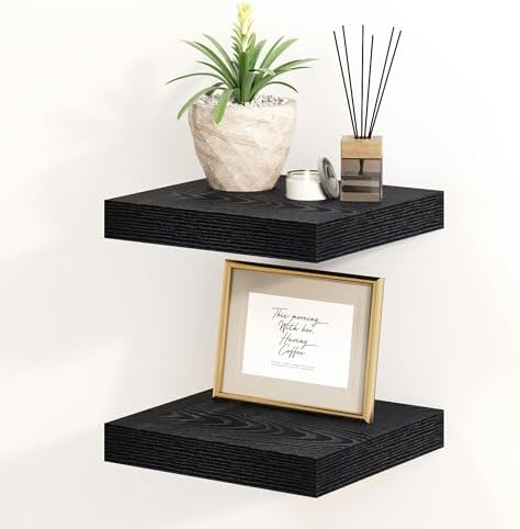 Fun Memories Black Floating Shelves 8 Inch Deep Set of 2