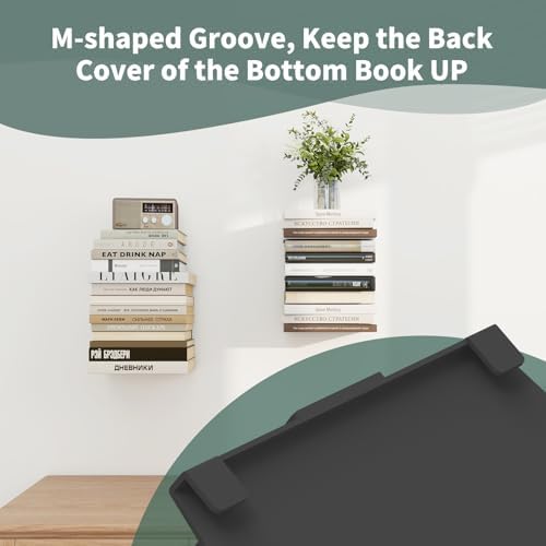 Invisible Floating Bookshelves 4 Tier Wall Mount Bookcase