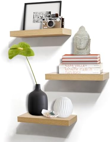 AHDECOR Floating Shelves Set of 3 Rustic Wooden Ledge Decor