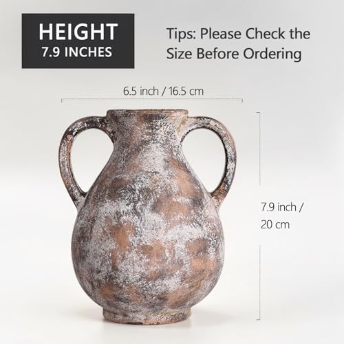 79 Inch Ceramic Rustic Farmhouse Vase with Handle