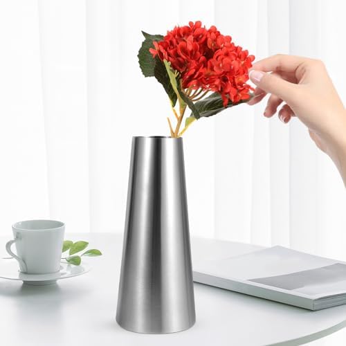 Stobaza Modern Minimalist Stainless Steel Flower Vase for Home Office Desk Decoration