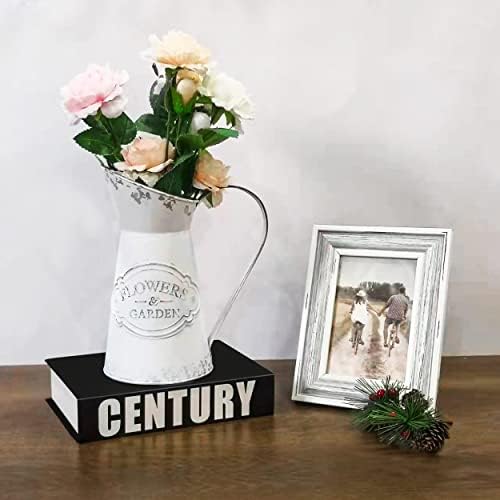 Rustic White Metal Shabby Chic Vase for Flowers