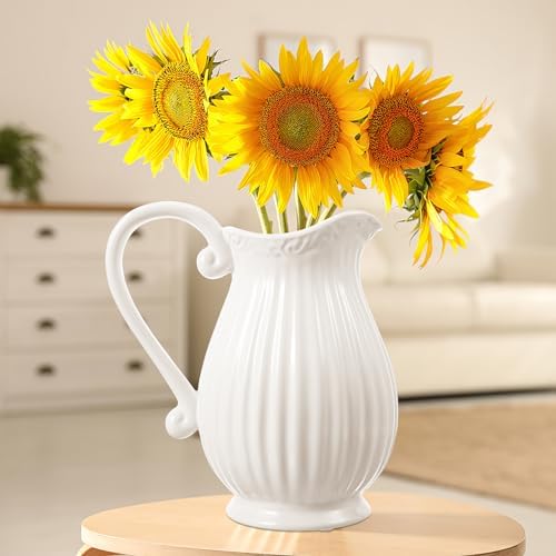 Yardwe White Ceramic Pitcher Vase 79 Inch