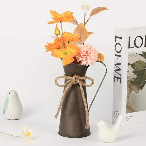 2 Pack Vintage Metal Milk Jug Vase Decor