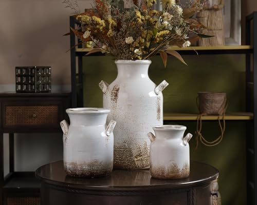 Quoowiit Ceramic Rustic Farmhouse Vase 14 Inch