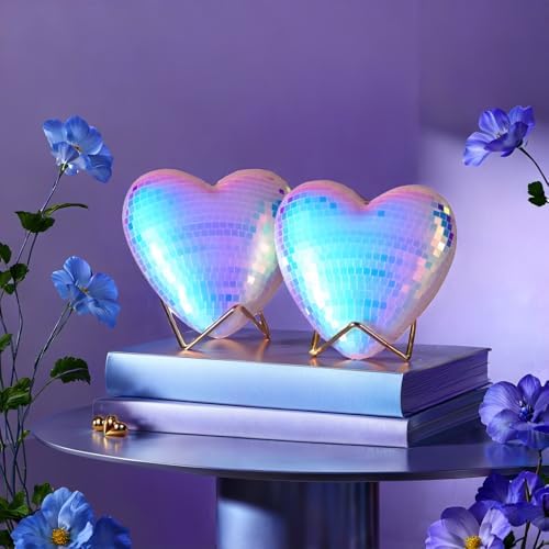 2 Pack Heart-Shaped Mirror Disco Ball Decor