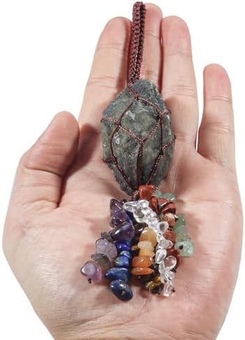 Loveliome Rough Gemstone 7 Chakras Hanging Crystal Decor