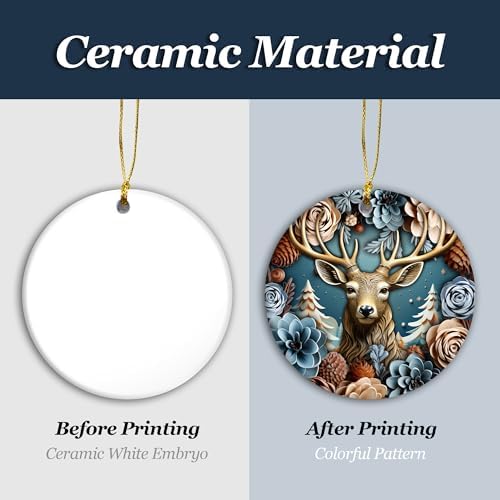 3D Effect Christmas Deer Ornament 2024 Modern Farmhouse Decor