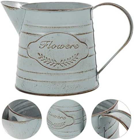 Zerodeko Rustic Galvanized Milk Can Vase with Handle