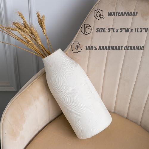 Banllis Large Textured Ceramic Vase for Modern Farmhouse Decor