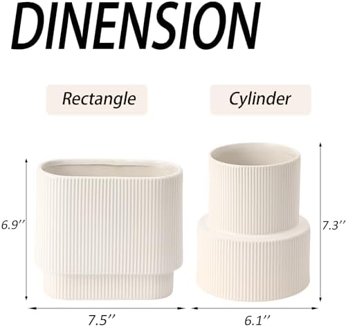 White Ceramic Flower Vase 75 Inches Tall for Home Decor