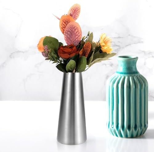 Stobaza Modern Minimalist Stainless Steel Flower Vase for Home Office Desk Decoration