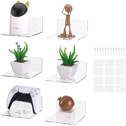 LUOBAO Clear Acrylic Floating Wall Shelves 6 Inch