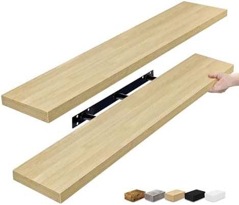 Sorbus Floating Shelves 48 Inch Maple Wood 2 Pack
