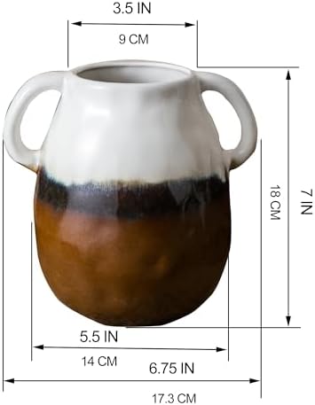 Sowlvenco Ceramic Vase with 2 Handles 7 Inch Gradient