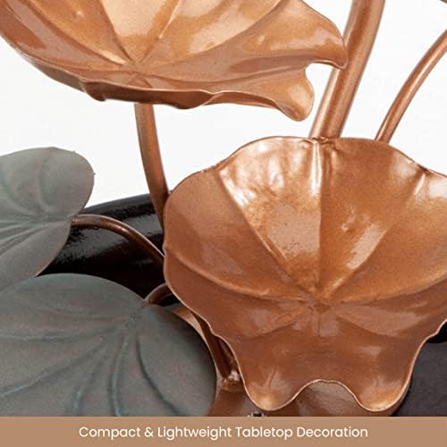Bits and Pieces Indoor Water Lily Fountain - Compact Decor with Copper Blooms