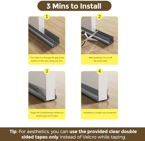 36 Inch Door Draft Stopper with Adhesive Grey