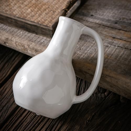 Tanvecle White Ceramic Vase with Big Handles