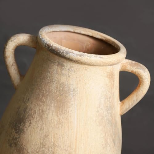 Lyeec Ceramic Vase with Handles 905 Inch Tall Terracotta Decorative Pottery Flower Vase for Home Farmhouse Decor