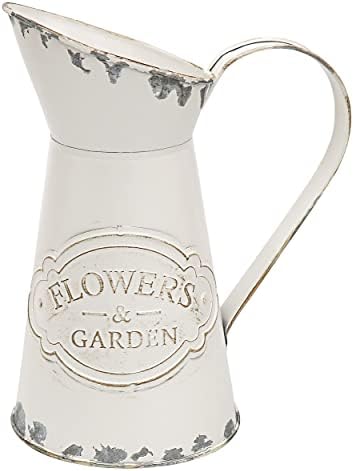 Rustic White Metal Shabby Chic Vase for Flowers