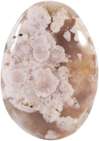 Rockcloud Irregular Cherry Blossom Agate Worry Stone Reiki Crystal Energy Decor for Home and Office