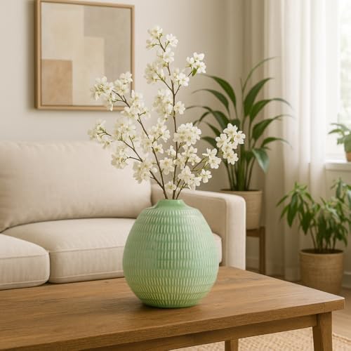 Sagebrook Home Decorative Ceramic Vase - 7 Inch Sculptural Style