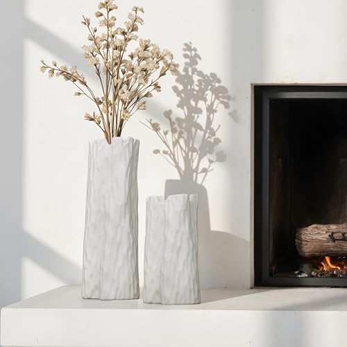 White Matte Ceramic Vase with Organic Nature Shape